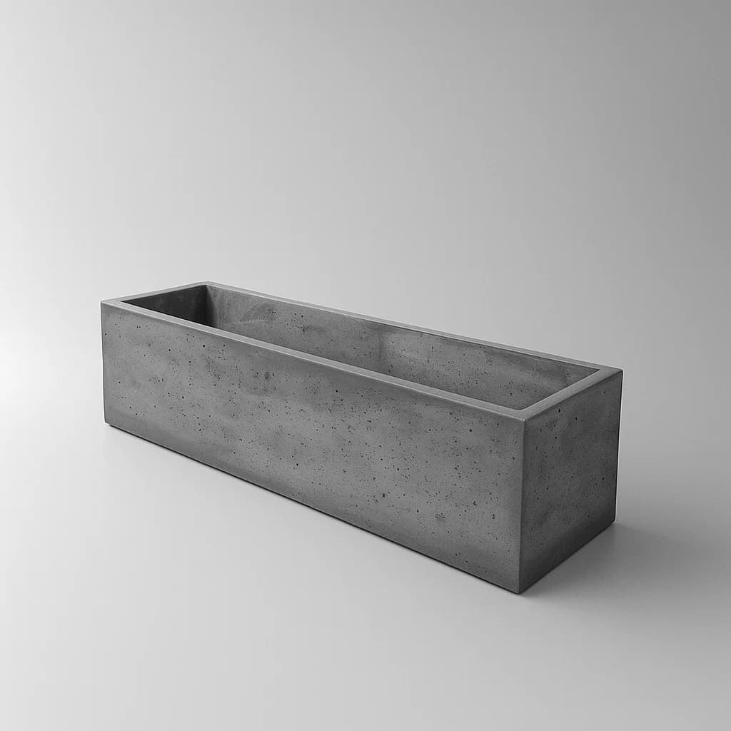 Macetero rectangular de hormigón en color Gris